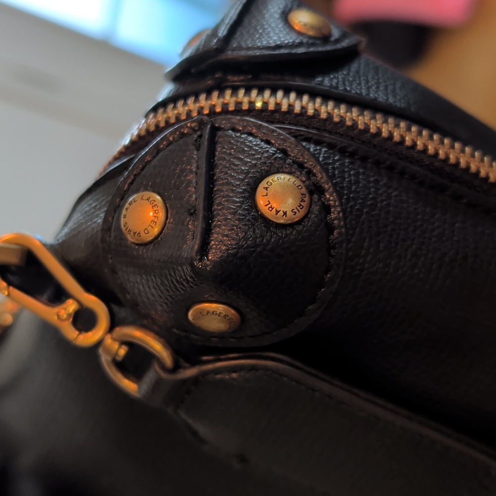 Karl Lagerfeld Black Satchel with Gold Accents - Picture 8 of 16